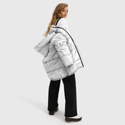 Куртка с принтом Белый паттерн лимонов для женщины, вид на модели спереди №3. Цвет основы: черный