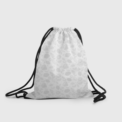 Рюкзак-мешок с принтом Белый паттерн лимонов, вид спереди №1