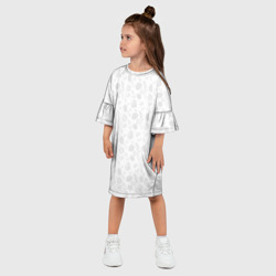 Платье с принтом Белый паттерн лимонов для ребенка, вид на модели спереди №2. Цвет основы: белый