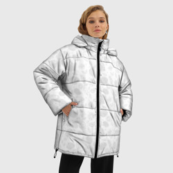 Куртка с принтом Белый паттерн лимонов для женщины, вид на модели спереди №2. Цвет основы: черный