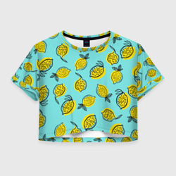 Летние лимоны - паттерн – Женская футболка Crop-top 3D с принтом купить