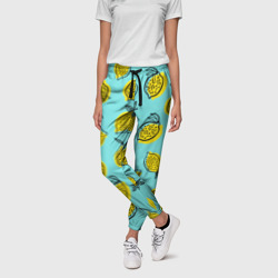 Летние лимоны - паттерн – Женские брюки 3D с принтом купить