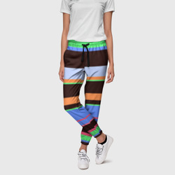 Разноцветный полосатый – Женские брюки 3D с принтом купить