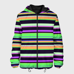 Зелёно-фиолетовый полосатый – Мужская куртка 3D с принтом купить со скидкой в -10%