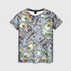 Женская футболка 3D Банкноты сто долларов
