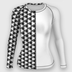 Чёрные треугольники на белом фоне – Женский рашгард 3D с принтом купить