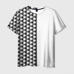 Чёрные треугольники на белом фоне – Мужская футболка 3D с принтом купить со скидкой в -26%