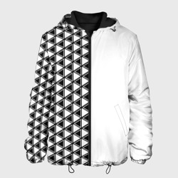 Чёрные треугольники на белом фоне – Мужская куртка 3D с принтом купить со скидкой в -10%