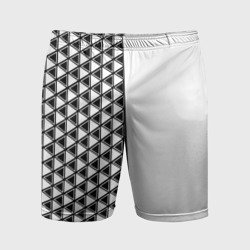 Чёрные треугольники на белом фоне – Мужские шорты спортивные с принтом купить