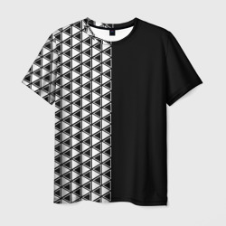 Белые треугольники на чёрном фоне – Мужская футболка 3D с принтом купить со скидкой в -26%