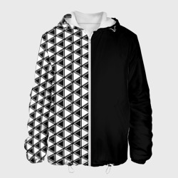 Белые треугольники на чёрном фоне – Мужская куртка 3D с принтом купить со скидкой в -10%