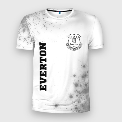 Мужская футболка приталенная с принтом Everton sport на светлом фоне вертикально, вид спереди №1
