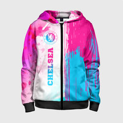 Детская толстовка 3D на молнии Chelsea neon gradient style по-вертикали