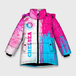 Зимняя куртка для девочек 3D Chelsea neon gradient style по-вертикали