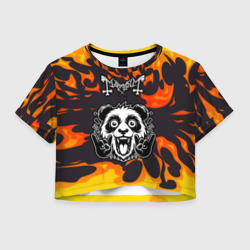 Женская футболка Crop-top 3D Mayhem рок панда и огонь