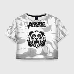 Женская футболка Crop-top 3D Asking Alexandria рок панда на светлом фоне