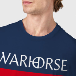 Футболка с принтом Warhorse logo для мужчины, вид на модели спереди №4. Цвет основы: темно-синий