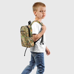 Рюкзак с принтом Желтые подсолнухи и пшеница для ребенка, вид сзади №1. Цвет основы: белый
