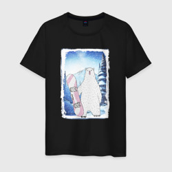 Медвежий сноуборд – Мужская футболка хлопок с принтом купить со скидкой в -20%