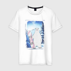 Медвежий сноуборд – Мужская футболка хлопок с принтом купить со скидкой в -20%