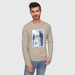 Мужской лонгслив хлопок Медвежьи зимние игры - фото 2