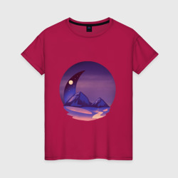 Лунная ночь в фиолетовом цвете – Женская футболка хлопок с принтом купить