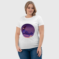 Футболка с принтом Лунная ночь в фиолетовом цвете для женщины, вид на модели спереди №4. Цвет основы: белый
