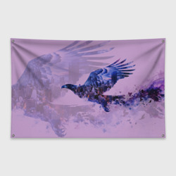 Летящий орел и ночной город двойная экспозиция – Флаг-баннер с принтом купить