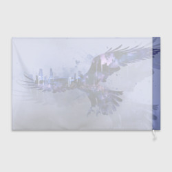 Флаг с принтом Летящий орел и город в сумерках для любого человека, вид спереди №2. Цвет основы: белый