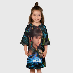 Платье с принтом Eve Stellar Blade для ребенка, вид на модели спереди №3. Цвет основы: белый