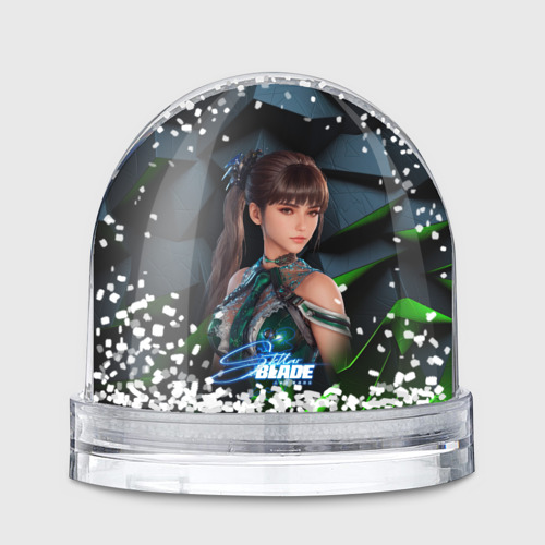 Игрушка Снежный шар с принтом Stellar Blade портрет Ева, вид спереди №1