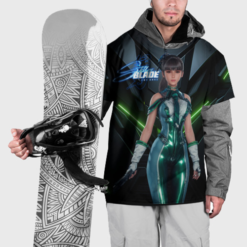 Накидка на куртку с принтом Stellar  Blade Eve в полный рост, вид спереди №1