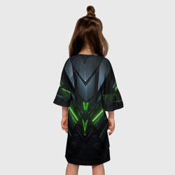 Платье с принтом Stellar  Blade Eve в полный рост для ребенка, вид на модели сзади №2. Цвет основы: белый