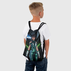 Рюкзак с принтом Stellar  Blade Eve в полный рост для любого человека, вид спереди №3. Цвет основы: белый