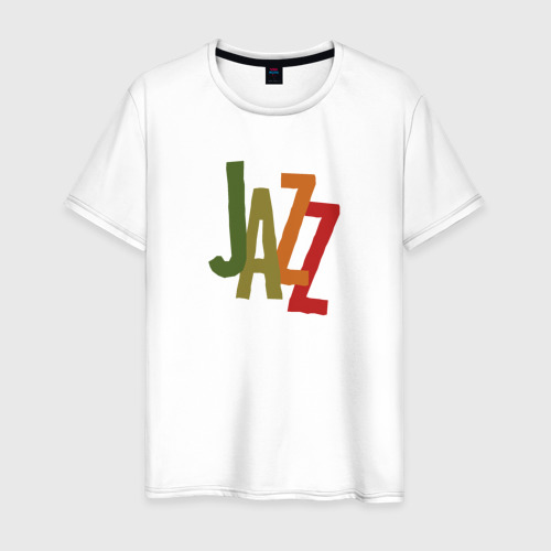 Мужская футболка из хлопка с принтом Jazz retro in color, вид спереди №1