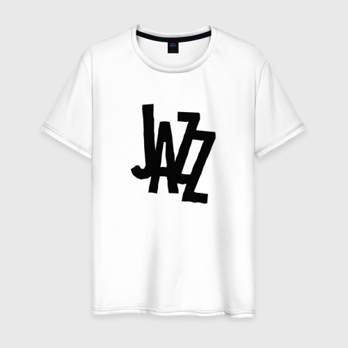 Мужская футболка из хлопка с принтом Jazz retro in black, вид спереди №1