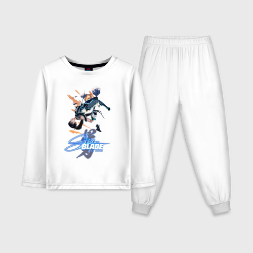 Детская пижама с лонгсливом из хлопка с принтом Ева из stellar blade, вид спереди №1