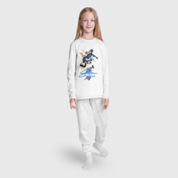Пижама с принтом Ева из stellar blade для ребенка, вид на модели спереди №3. Цвет основы: белый