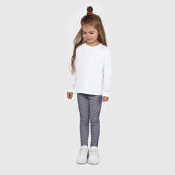 Леггинсы с принтом Серый ежевичный волнистые полосы для ребенка, вид на модели спереди №3. Цвет основы: белый