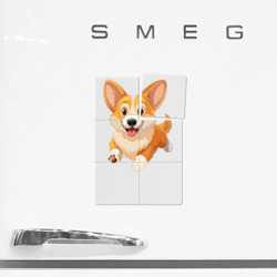 Плакат с принтом Весёлая собака корги для любого человека, вид спереди №2. Цвет основы: белый
