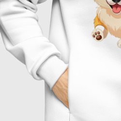 Худи с принтом Весёлая собака корги для мужчины, вид на модели спереди №6. Цвет основы: белый