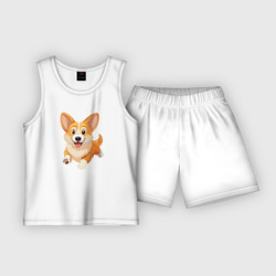 Весёлая собака корги – Детская пижама с шортами хлопок с принтом купить со скидкой в -20%