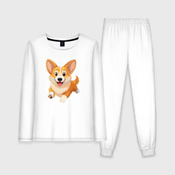 Весёлая собака корги – Женская пижама с лонгсливом хлопок с принтом купить