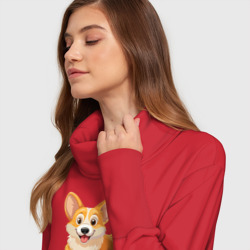 Платье с принтом Весёлая собака корги для женщины, вид на модели спереди №4. Цвет основы: красный