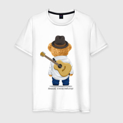 Плюшевый медвежонок - музыкант – Мужская футболка хлопок с принтом купить со скидкой в -20%