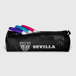 Пенал с принтом Sevilla sport на темном фоне по-горизонтали для любого человека, вид спереди №2. Цвет основы: белый