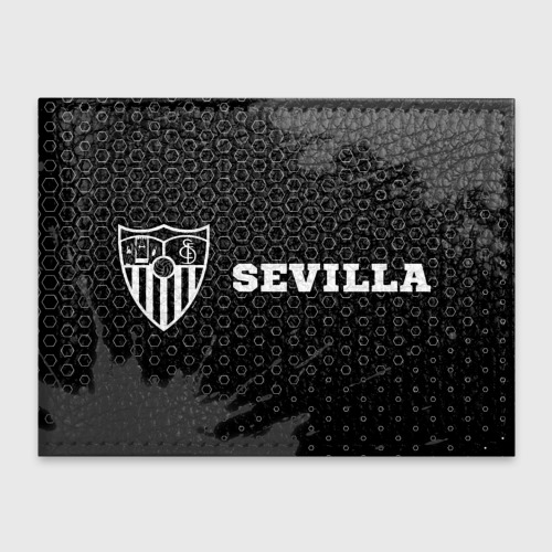 Обложка для студенческого билета с принтом Sevilla sport на темном фоне по-горизонтали, вид спереди №1