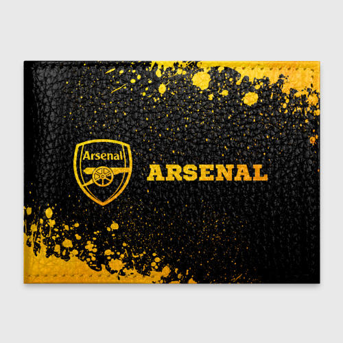 Обложка для студенческого билета с принтом Arsenal - gold gradient по-горизонтали, вид спереди №1