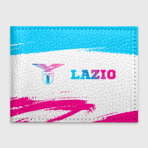 Обложка для студенческого билета с принтом Lazio neon gradient style по-горизонтали, вид спереди №1