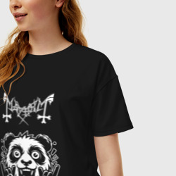 Женская футболка хлопок Oversize Mayhem rock panda - фото 2